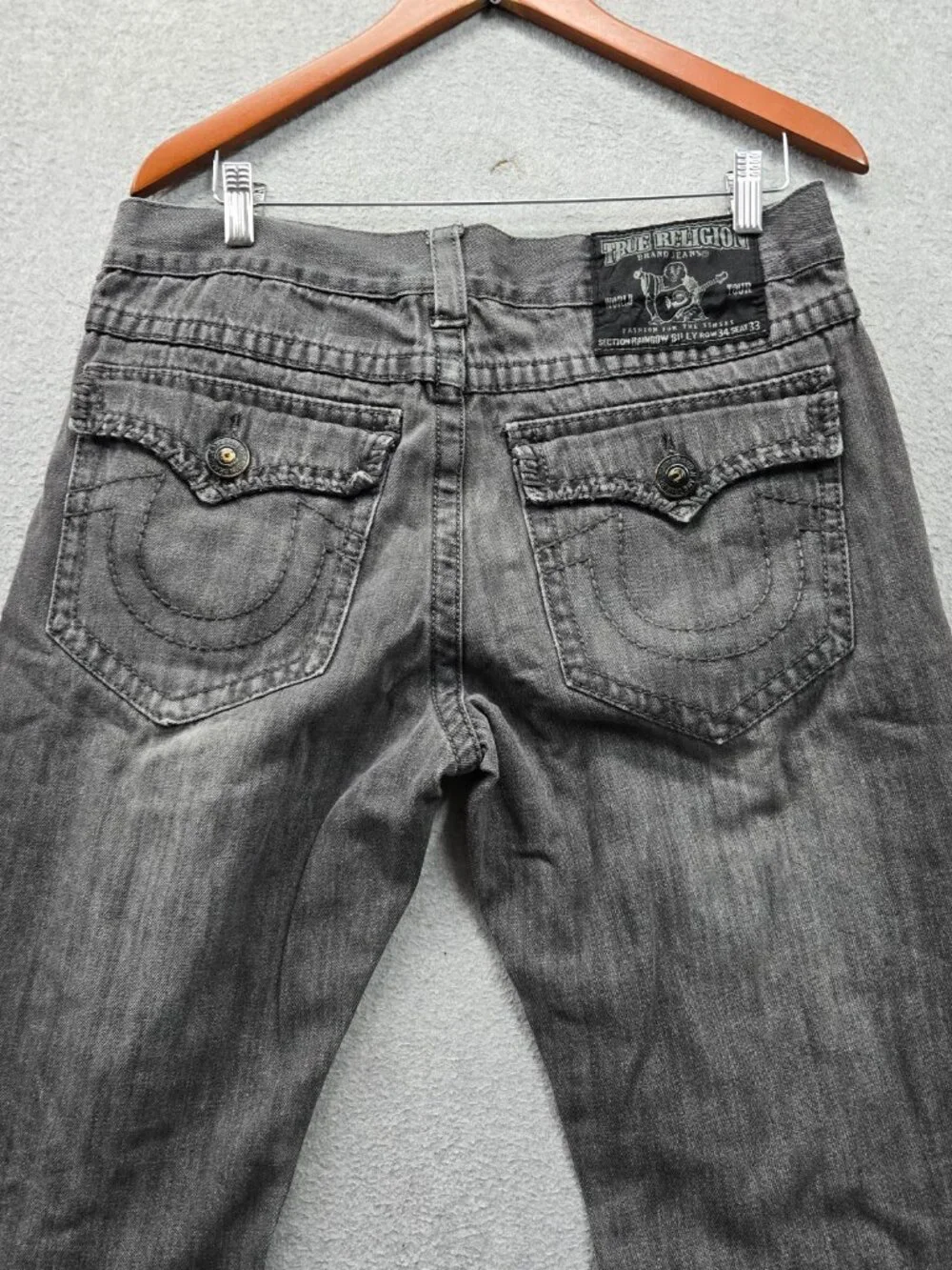 True Religion Men Jeans 34 Gray Denim Rainbow Billy Straight 30